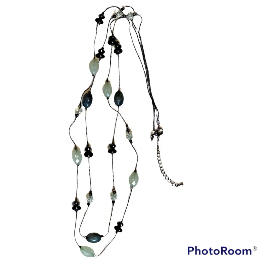 Double stranded designer necklace with multi faceted stones in euc